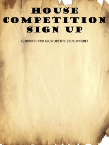 Harry Potter quidditch sign-up sheet