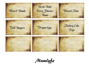 Harry Potter food labels to download and print